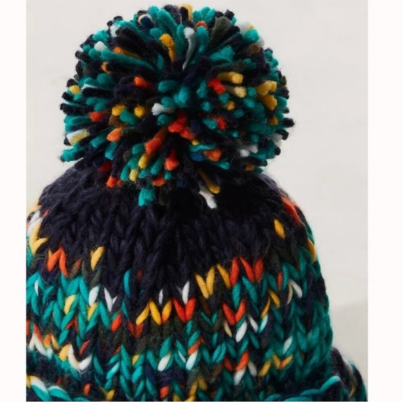 Free People Tide Knit Pom Beanie One Size in Forest Green Combo NWOT main image 11